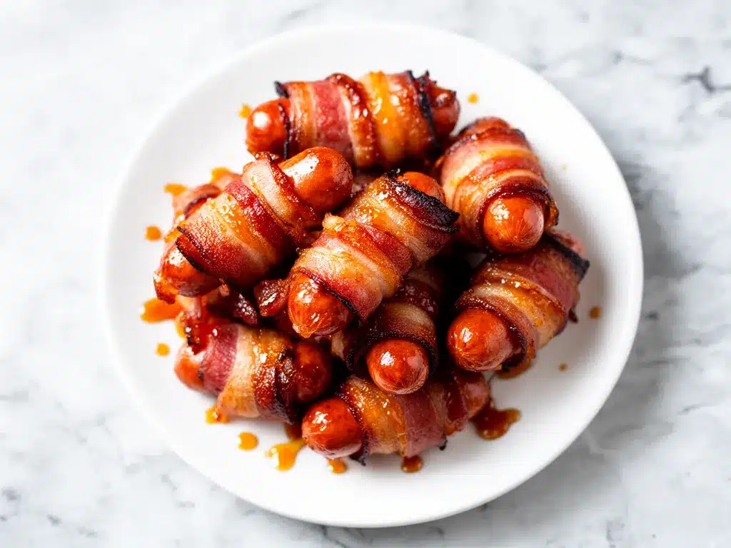 Bacon Wrapped Smokies: Best Easy Brown Sugar Glaze 4 bacon wrapped smokies preparation steps