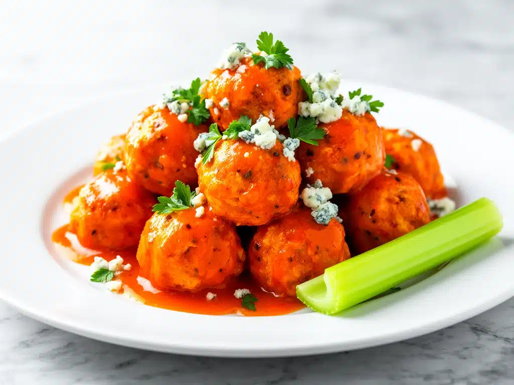 Baked Buffalo Chicken Meatballs - featured image