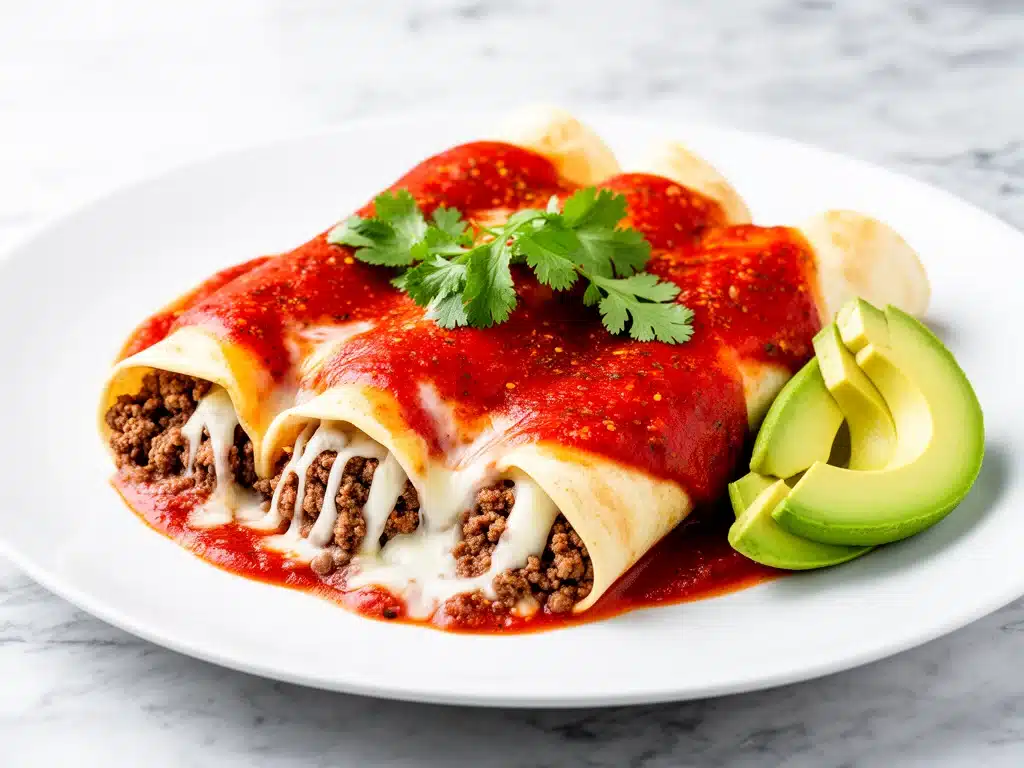 beef and cheese enchiladas with red sauce - featured image