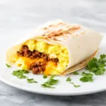 cheesy sausage breakfast burritos - featured image