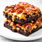 chewy caramel pecan turtle brownies - featured image