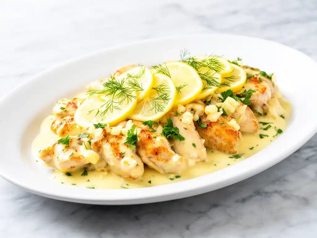 creamy lemon garlic chicken - featured image