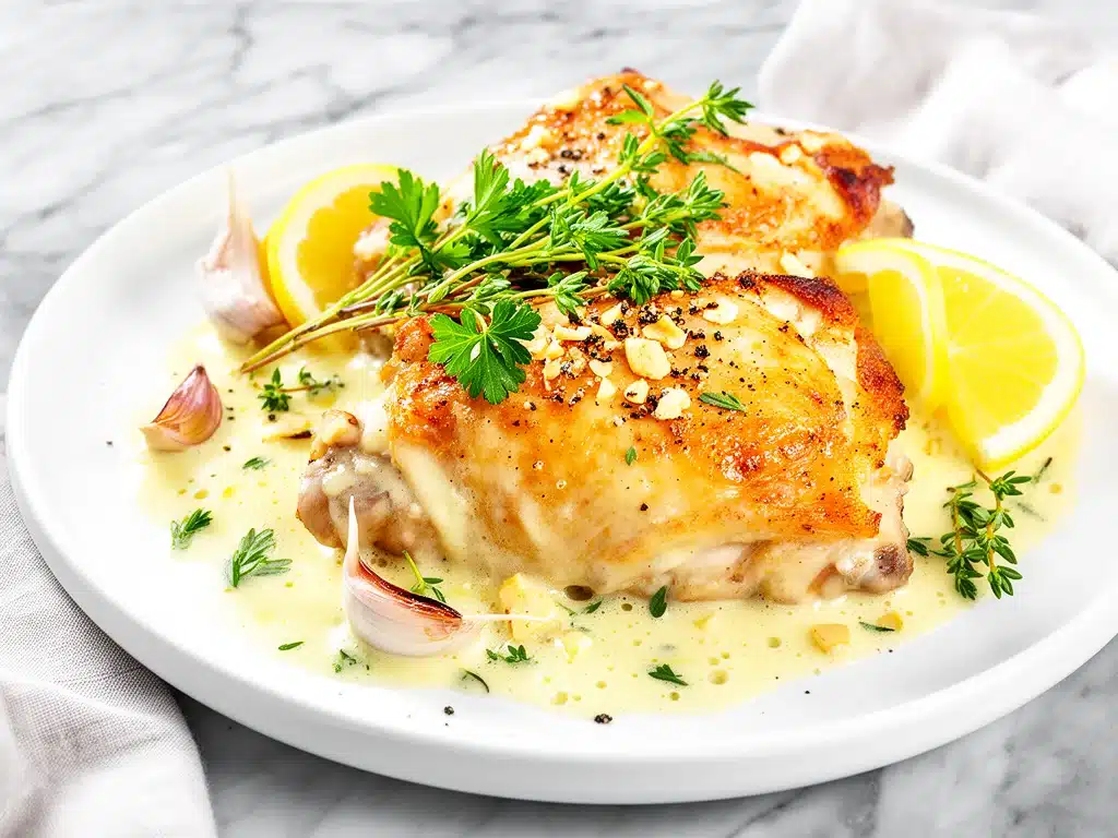 creamy lemon garlic chicken - featured image