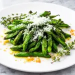 crispy air fryer green beans with parmesan - featured image
