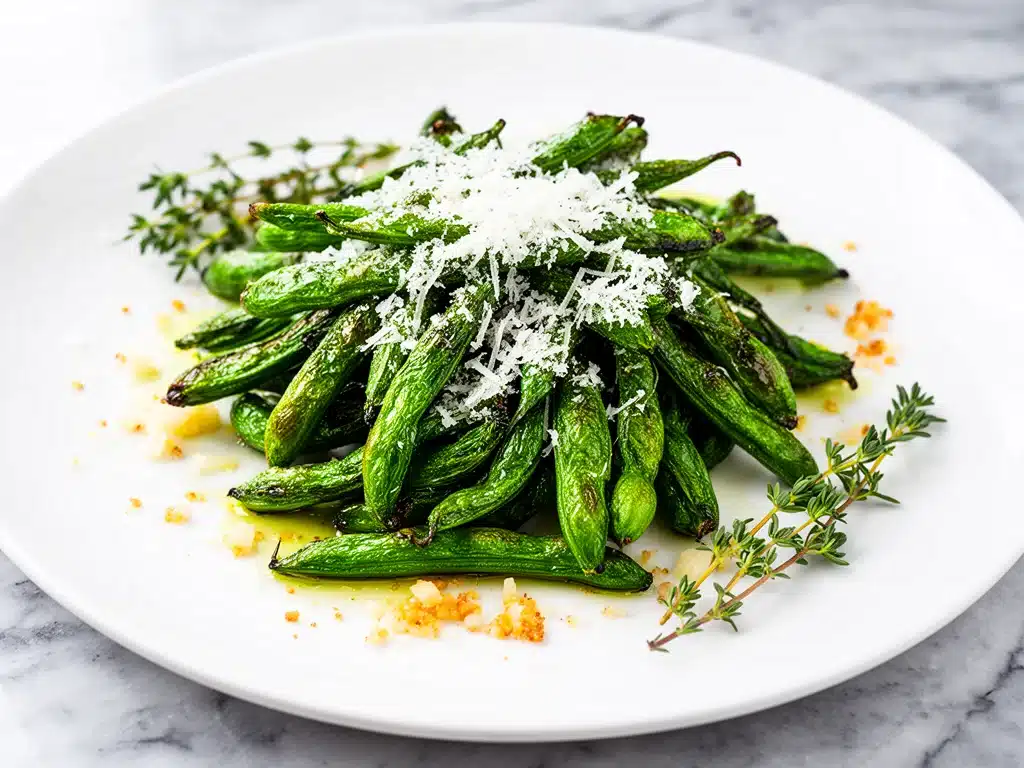 crispy air fryer green beans with parmesan - featured image