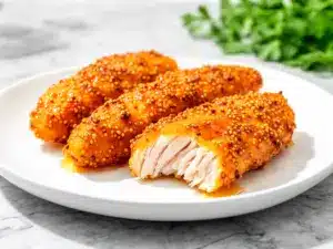 crispy baked honey mustard chicken tenders - featured image