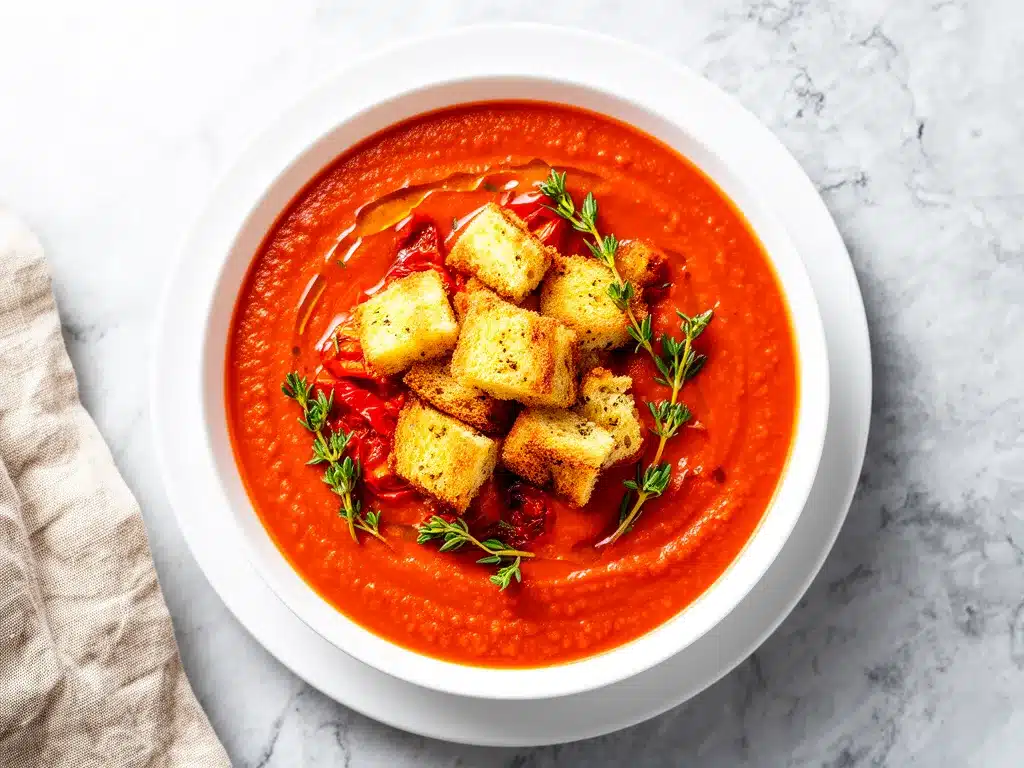 Fall Creamy Roasted Tomato Soup Recipe with Garlic Croutons Your Family Will Love 4 fall creamy roasted tomato soup preparation steps