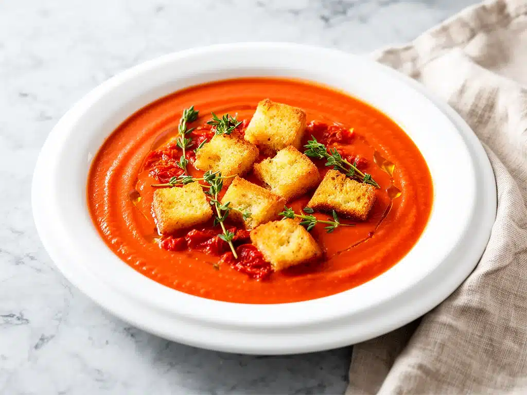 fall creamy roasted tomato soup - featured image