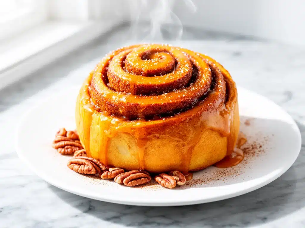 fall pumpkin cinnamon roll bake - featured image