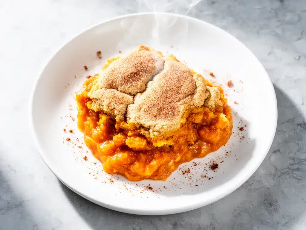 Fall Pumpkin Snickerdoodle Cobbler Recipe Easy Homemade Dessert to Make on Repeat 4 fall pumpkin snickerdoodle cobbler preparation steps