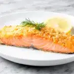 flaky garlic parmesan crusted salmon - featured image