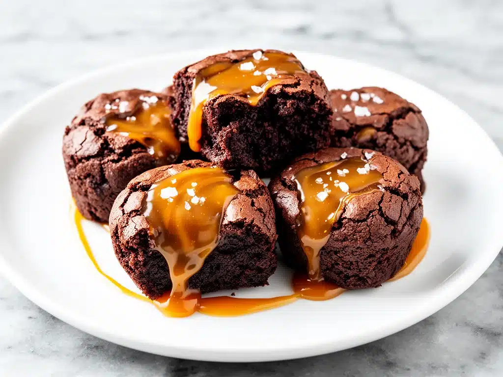fudgy salted caramel brownie bites - featured image