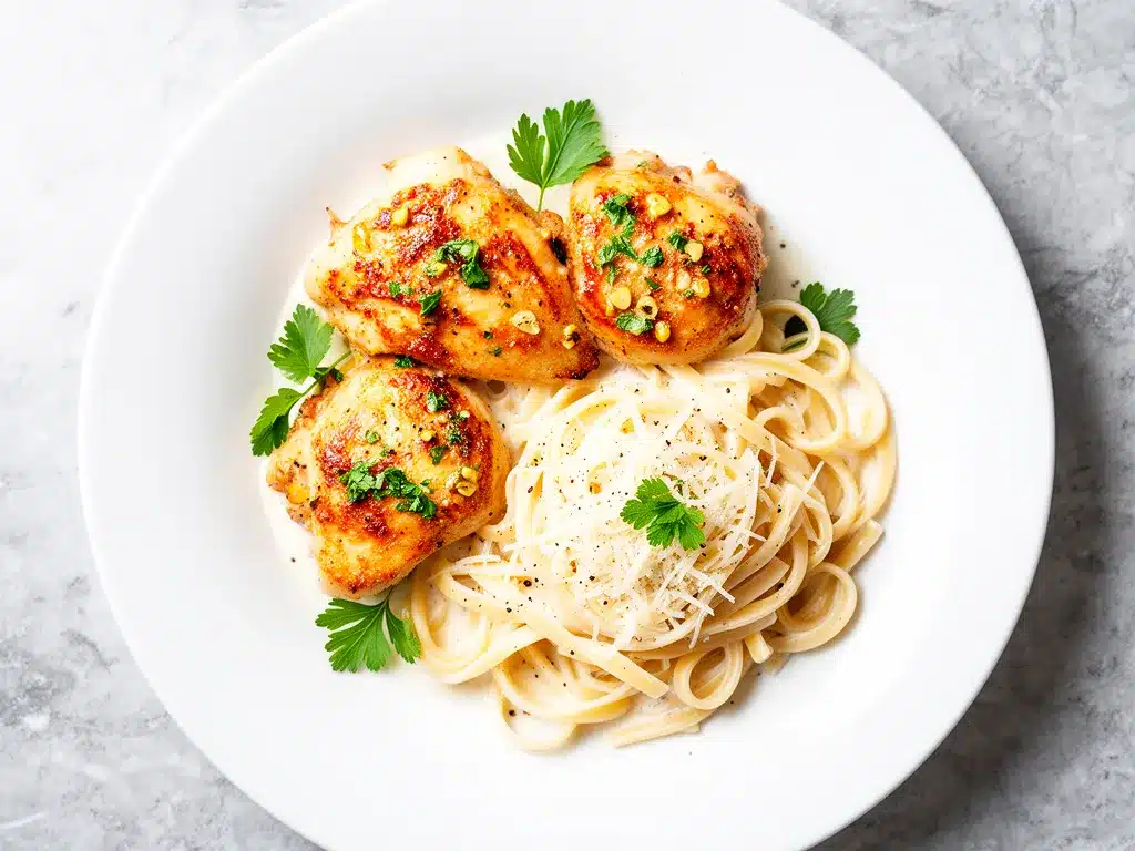 Garlic Butter Chicken Bites Recipe with Creamy Parmesan Pasta Easy Weeknight Dinner 4 garlic butter chicken bites preparation steps