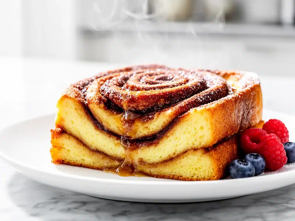 gooey baked cinnamon roll french toast bake - featured image