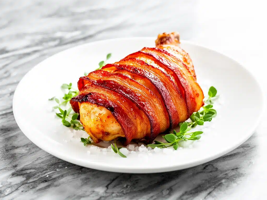 keto bacon-wrapped chicken thighs - featured image