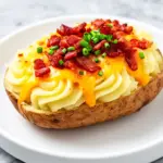 loaded bacon cheddar twice-baked potatoes - featured image