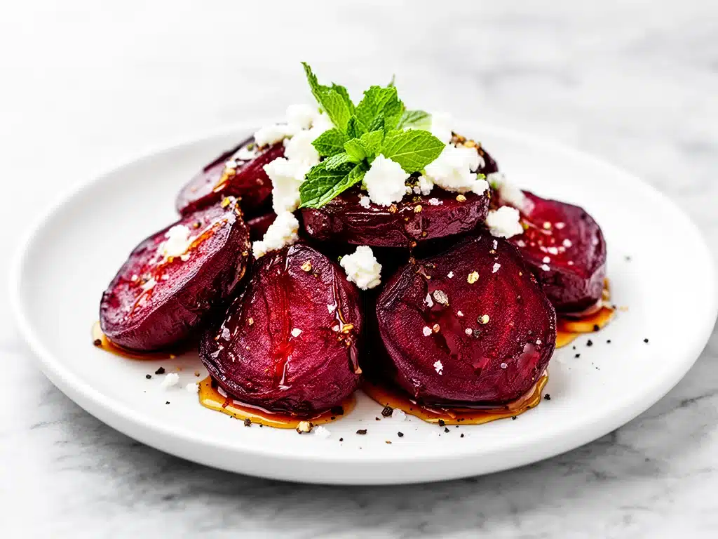 roasted honey balsamic beets - featured image