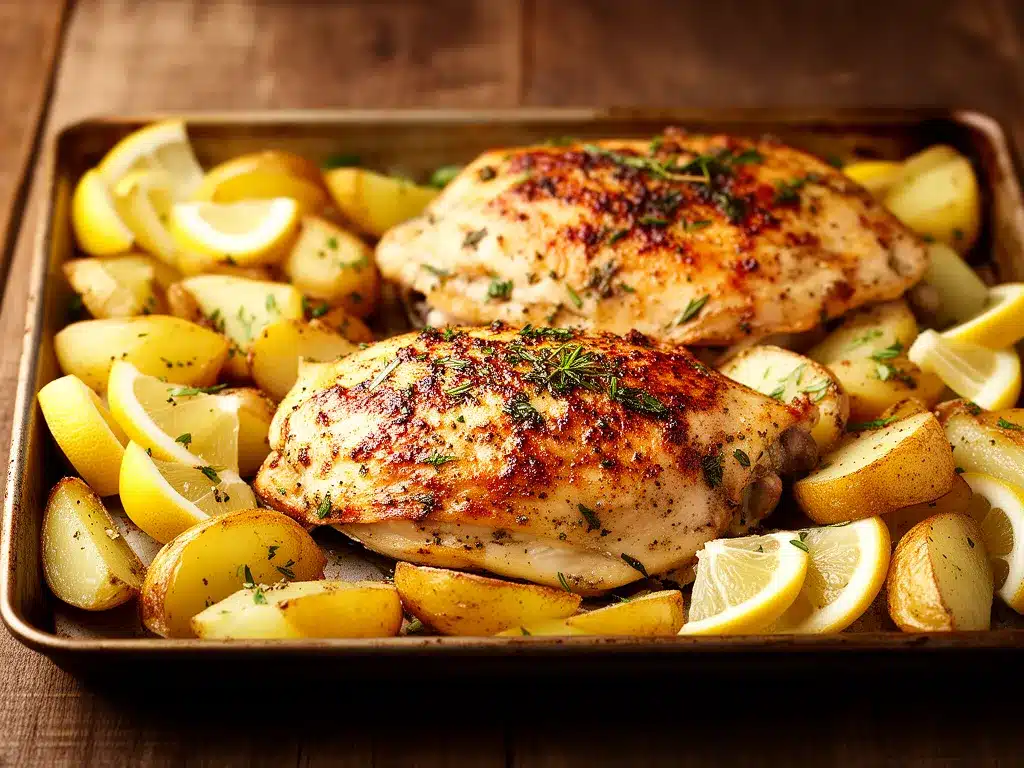 Best Sheet Pan Greek Chicken with Lemon Potatoes for Busy Weeknights 4 Sheet Pan Greek Chicken preparation steps
