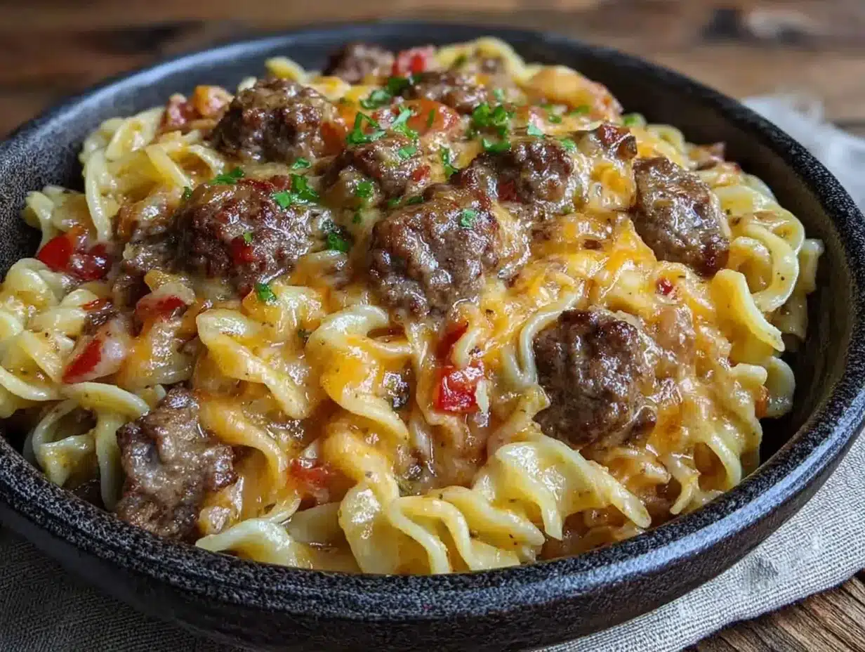 Cheesy Ground Beef Goulash: Easy One-Pan Beginner Recipe 4 cheesy ground beef goulash preparation steps