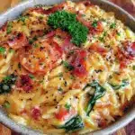 creamy orzo pasta with roasted garlic and spinach - featured image