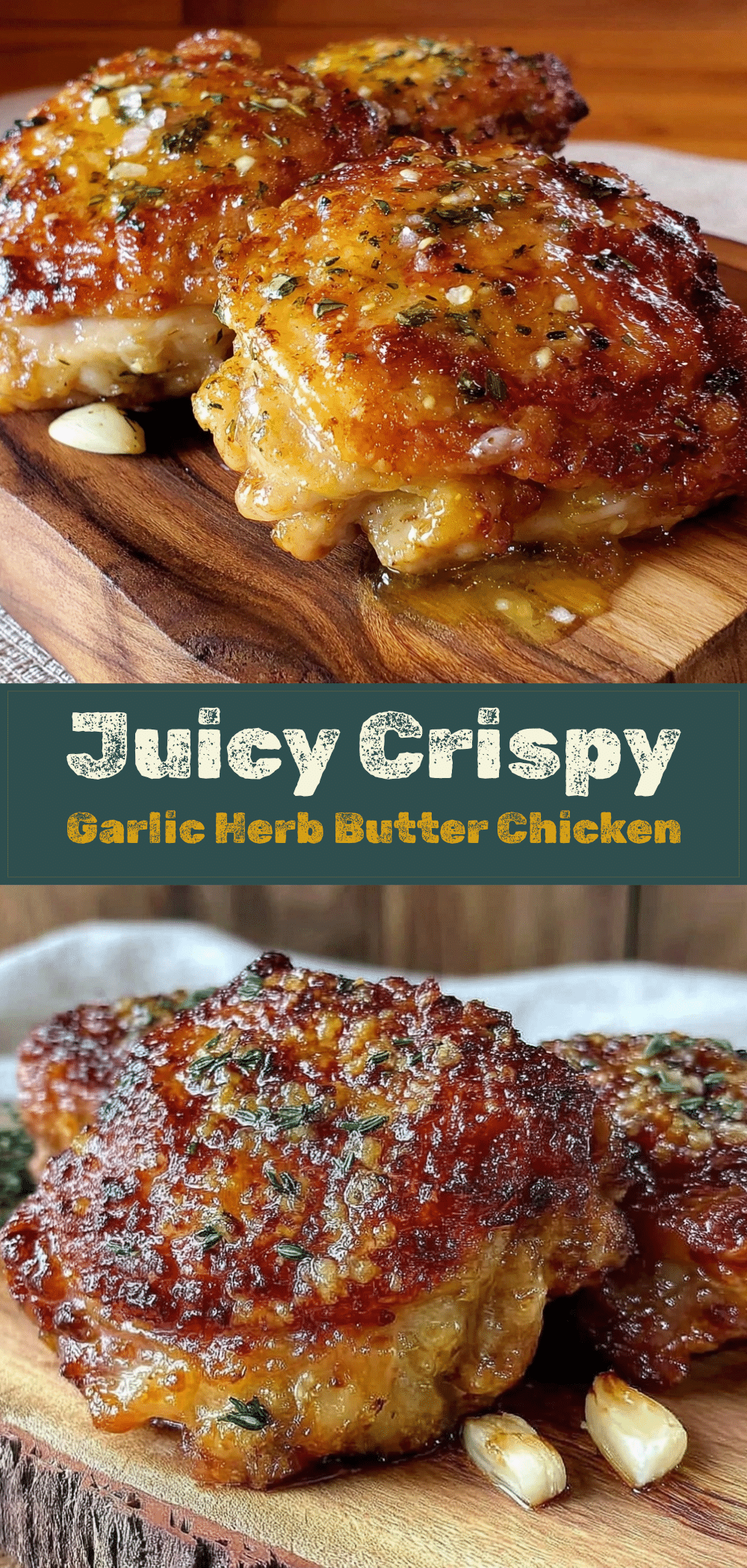 Crispy Baked Chicken Thighs: 5-Ingredient Garlic Herb Butter 5 crispy baked chicken thighs recipe