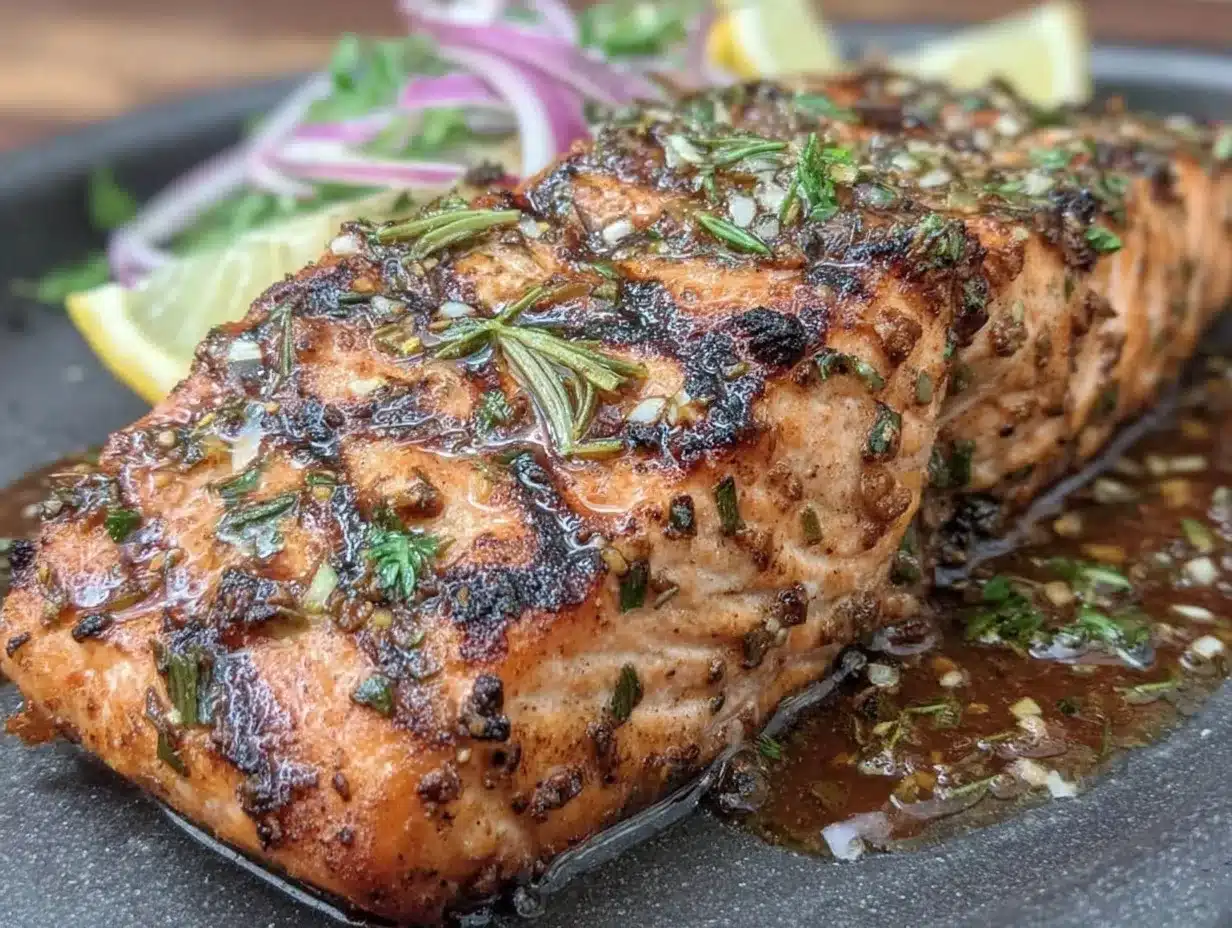 End of Summer Grilled Salmon with Smoky Herb Marinade: The 5-Ingredient Grill Recipe Youll Make on Repeat 4 grilled salmon with smoky herb marinade preparation steps