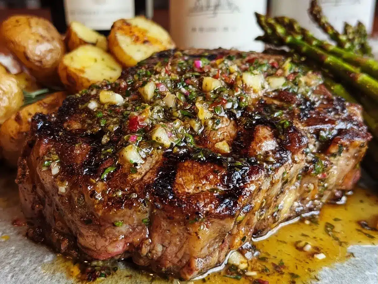 Grilled Steak with Chimichurri Sauce: Best Easy Beginner Dinner 4 grilled steak with chimichurri sauce preparation steps