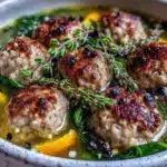 healthy turkey meatball soup - featured image