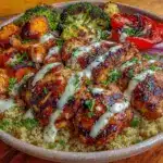 high protein chicken and quinoa bowl - featured image
