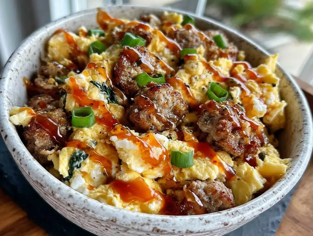 High Protein Egg and Turkey Sausage Breakfast Bowl: 3-Ingredient Egg Bowl 4 High Protein Egg and Turkey Sausage Breakfast Bowl preparation steps