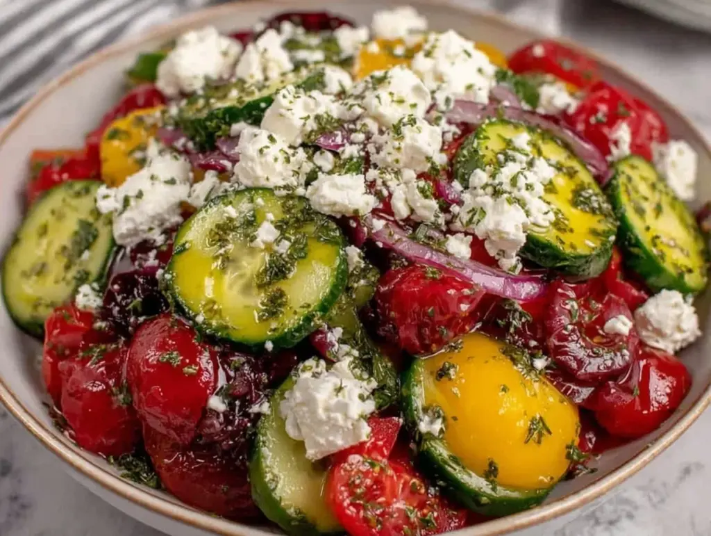 Labor Day Cucumber Tomato Salad - featured image