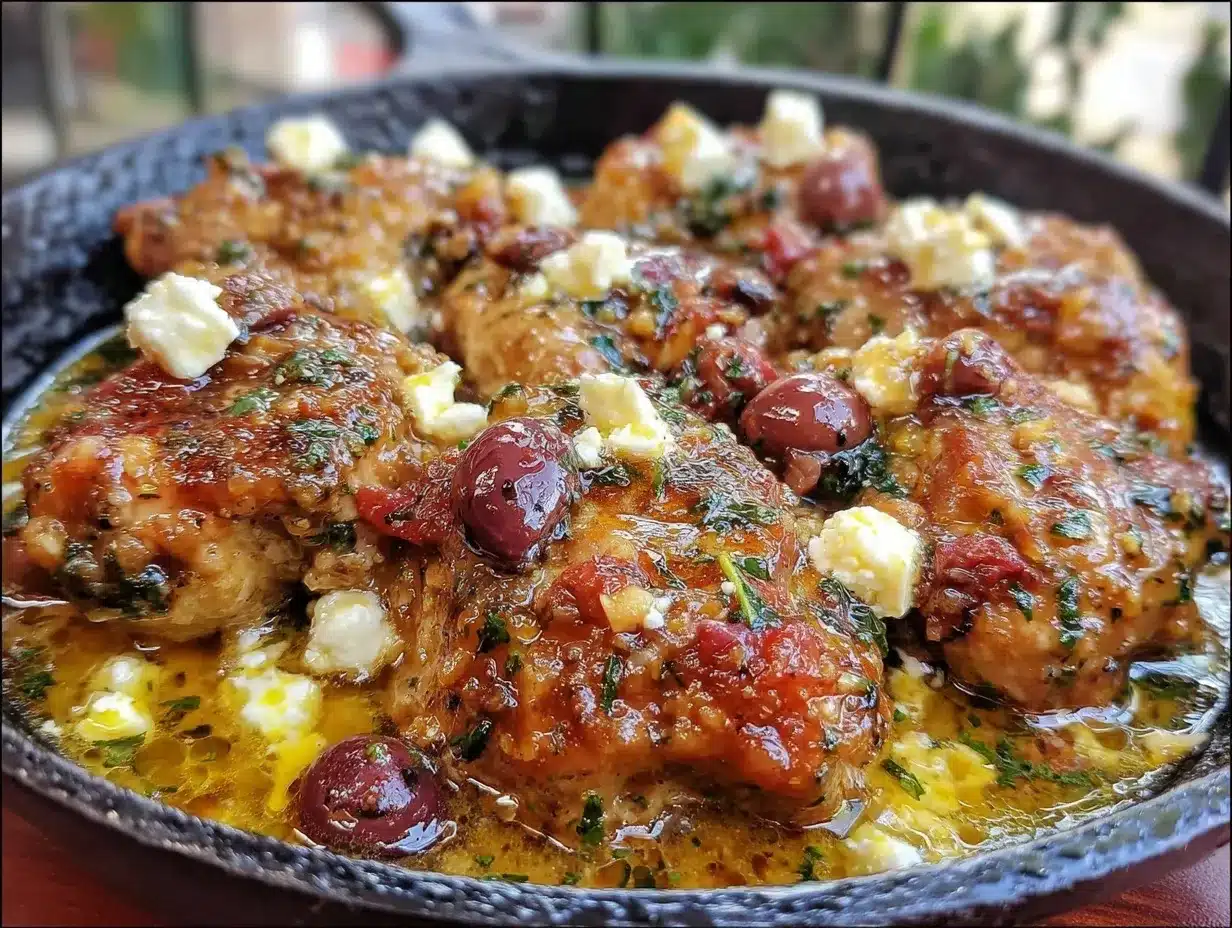 Mediterranean Chicken Skillet: 5-Ingredient Feta Meal 4 Mediterranean Chicken Skillet preparation steps