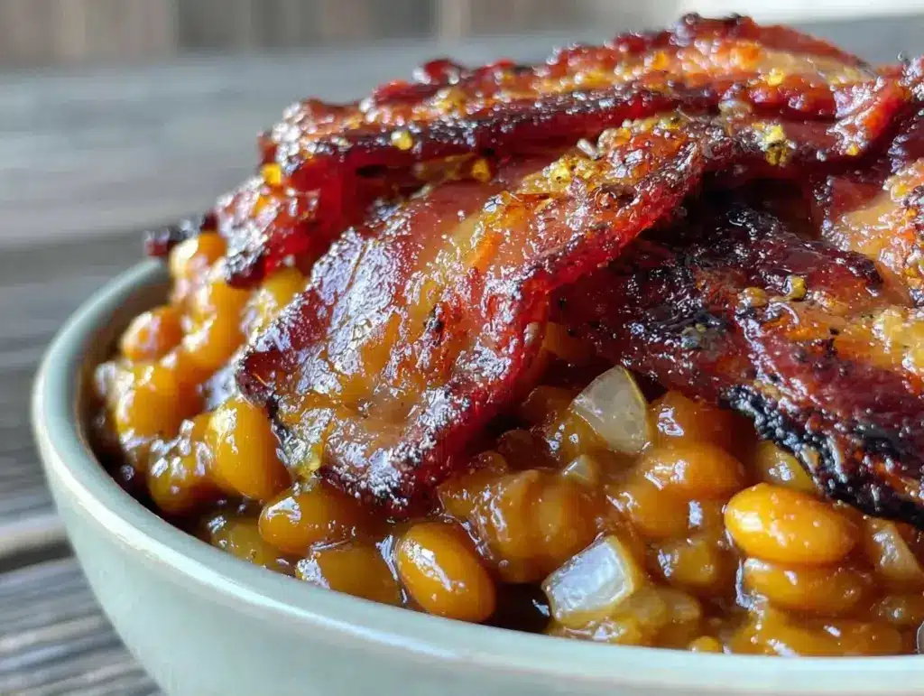 smoky bacon baked beans - featured image