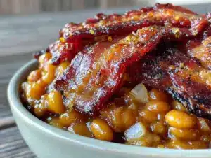 smoky bacon baked beans - featured image