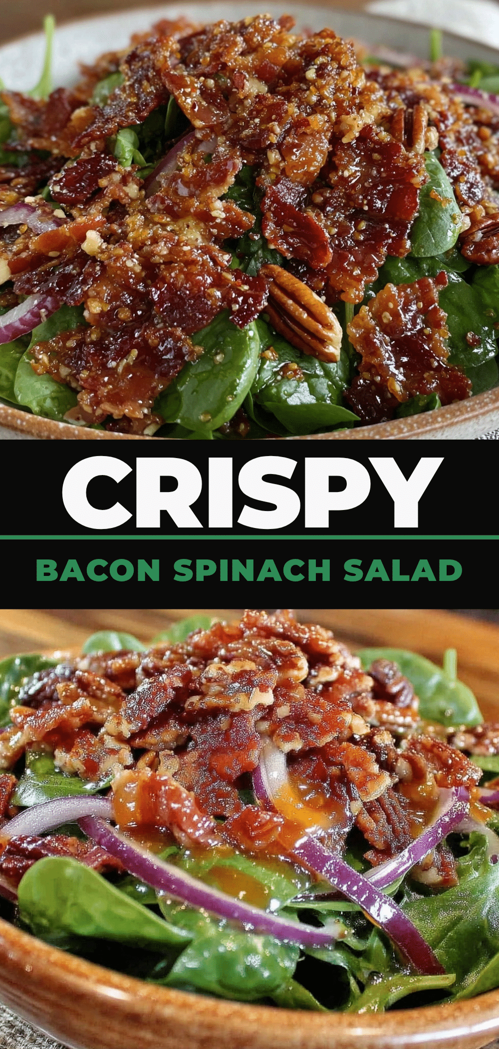 Spinach Salad with Warm Bacon Vinaigrette and Toasted Pecans: 3-Ingredient Simplicity 5 spinach salad with warm bacon vinaigrette and toasted pecans recipe