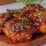 sticky honey bbq chicken thighs - featured image