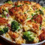 cheesy chicken broccoli rice casserole - featured image