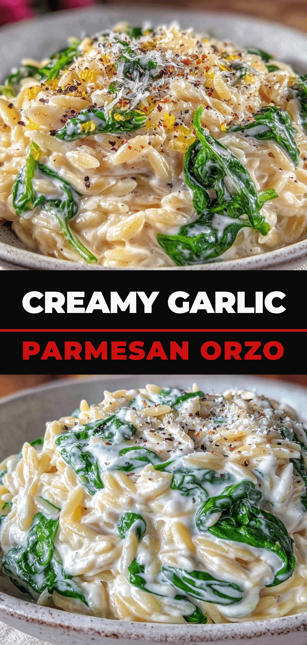 Creamy Garlic Parmesan Orzo: The One Trick for Perfect Wilted Spinach 5 creamy garlic parmesan orzo recipe