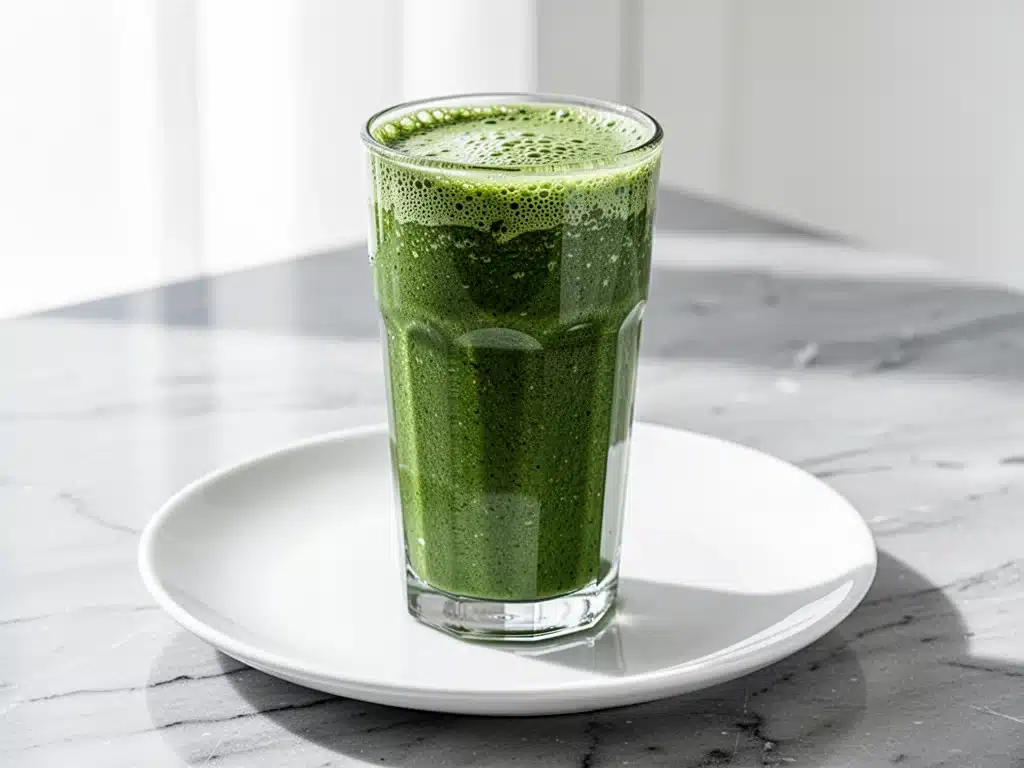 creamy tropical pineapple coconut green smoothie - featured image