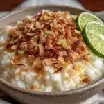 dairy-free coconut lime rice pudding - featured image