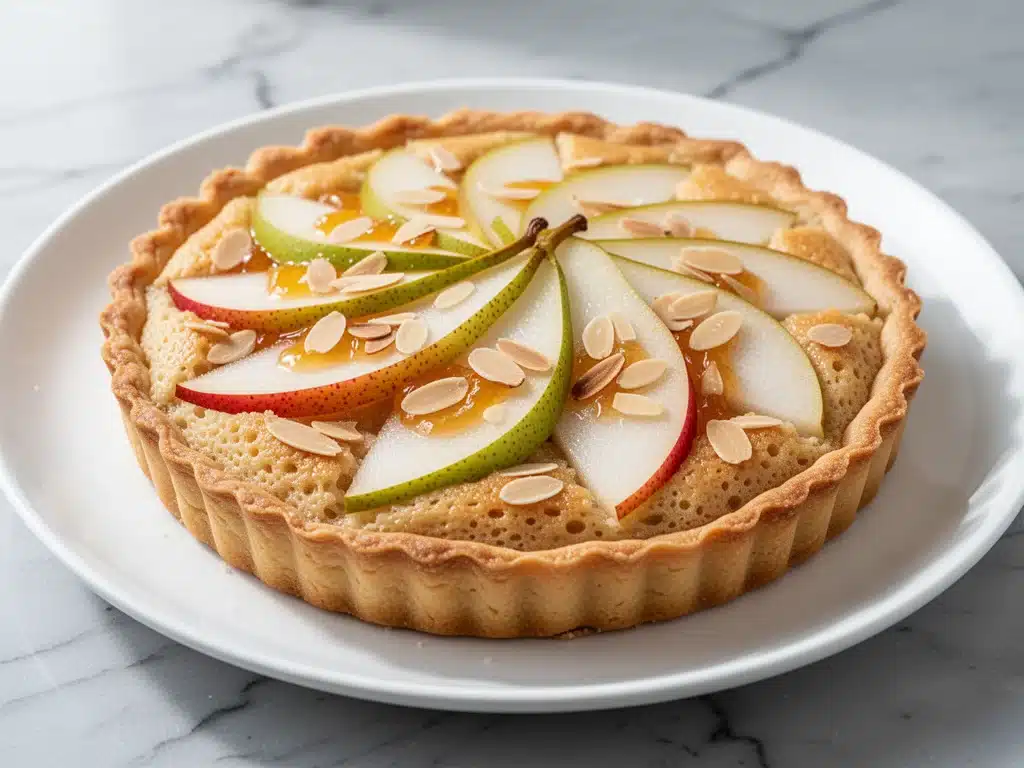fall pear almond frangipane tart - featured image