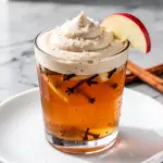 fall salted caramel apple cider with bourbon cream float - featured image