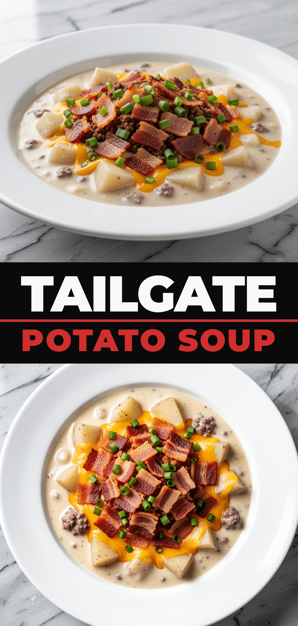Football Tailgate Cheeseburger Potato Soup with Bacon Crumbles 5 football tailgate cheeseburger potato soup recipe