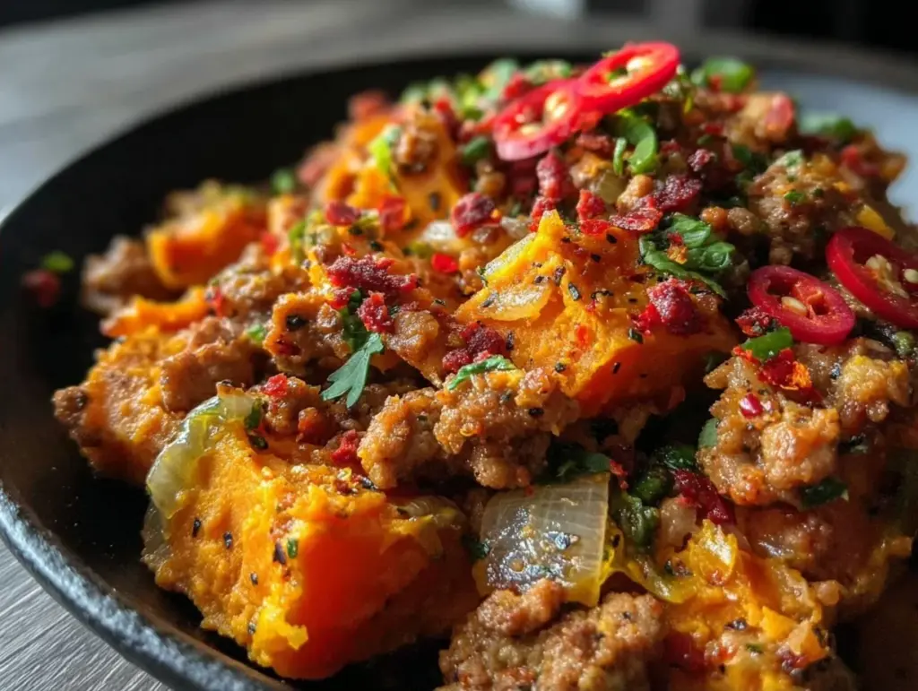ground turkey sweet potato skillet - featured image