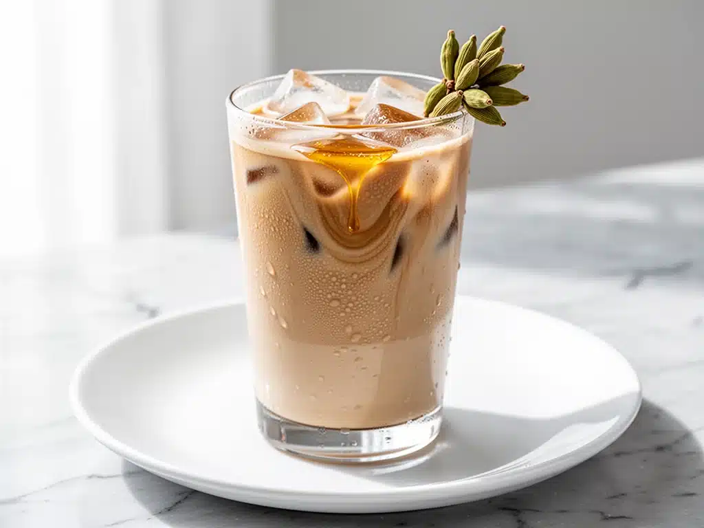 iced honey cardamom coffee - featured image