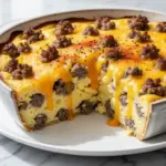 make-ahead sausage and egg breakfast casserole - featured image