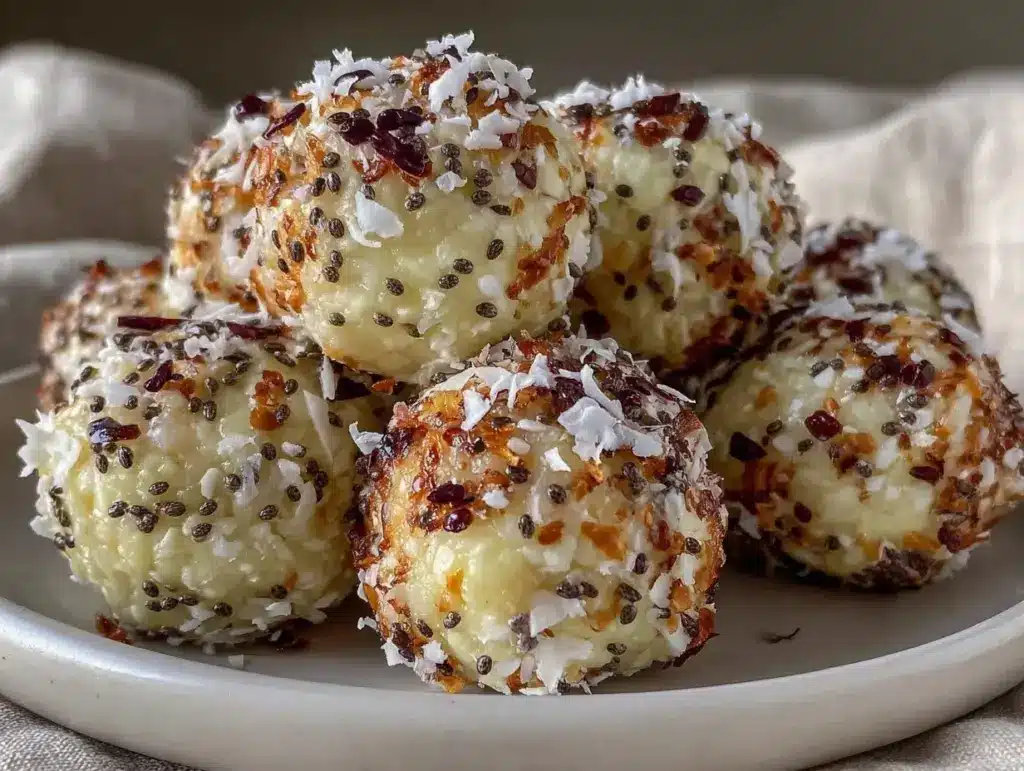 no-bake lemon coconut protein bites - featured image