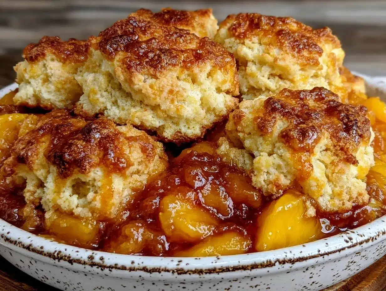 Old Fashioned Peach Cobbler: 1 Secret for Flaky Biscuits 4 old fashioned peach cobbler preparation steps