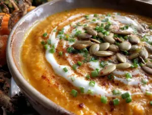 roasted red pepper and smoked gouda soup - featured image