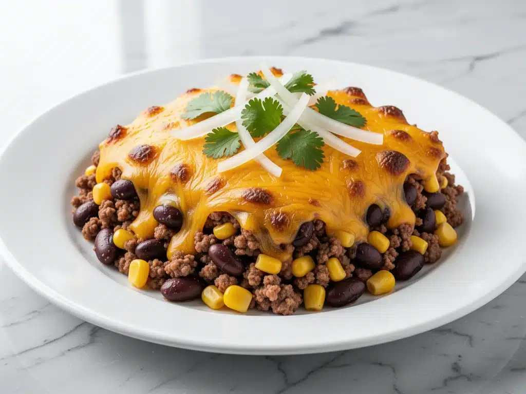 slow cooker ground beef taco casserole - featured image